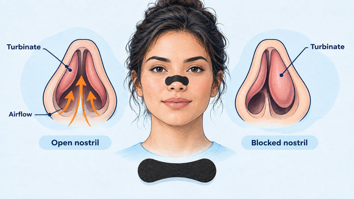 nasal cycle diagram showing one nostril blocked while the other is open