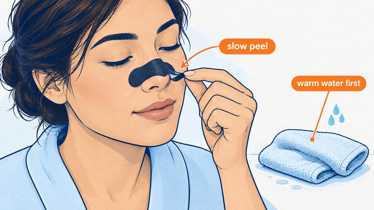 how to remove nasal strips gently with a damp cloth