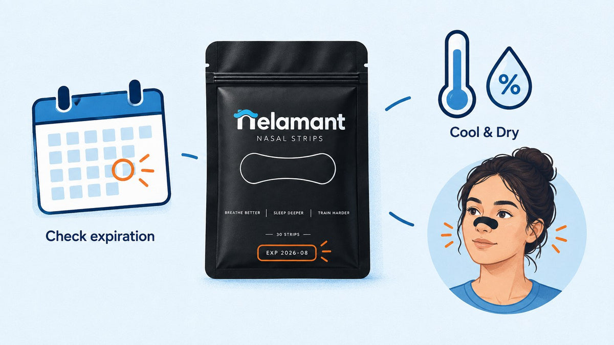 Do nasal strips expire - nasal strip packet with calendar and storage symbols