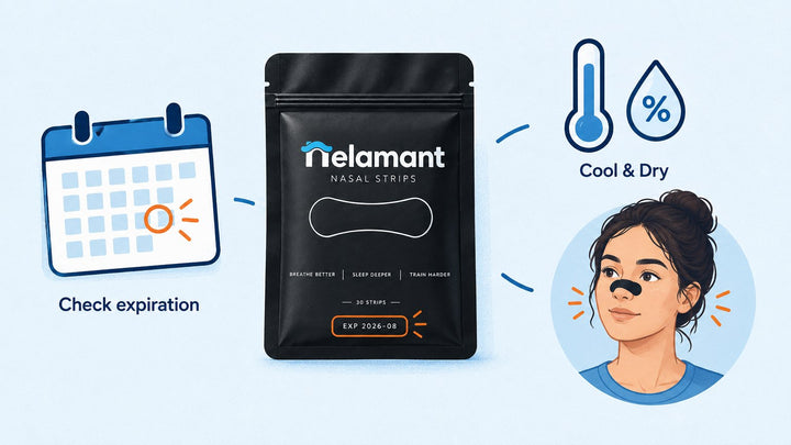 Do nasal strips expire - nasal strip packet with calendar and storage symbols