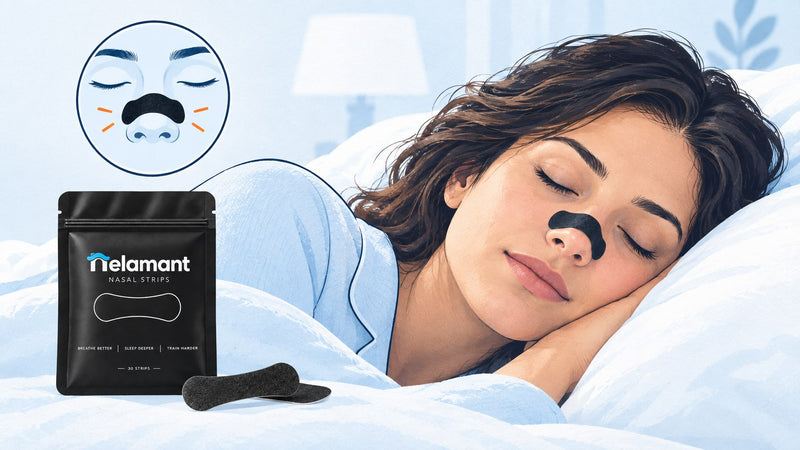 best nasal strips for snoring shown on person sleeping