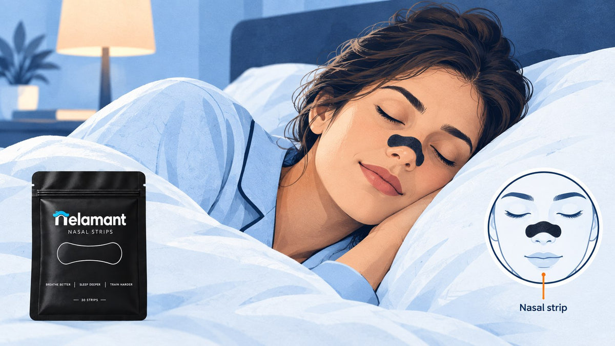 Nelamant Air nasal strip worn during sleep