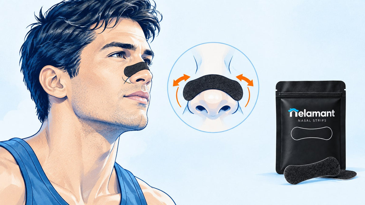 Nelamant Air nasal strip worn by an athlete during exercise