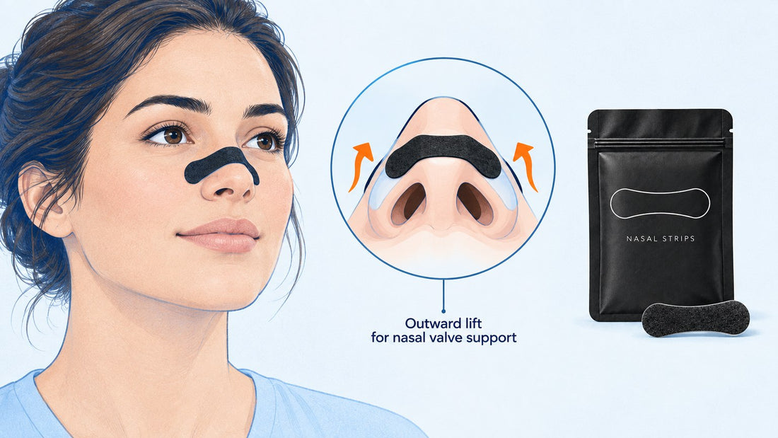 Nelamant Air nasal strip providing outward lift for nasal valve collapse support