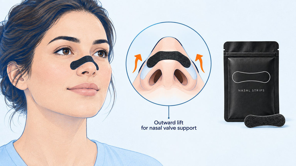 Nelamant Air nasal strip providing outward lift for nasal valve collapse support