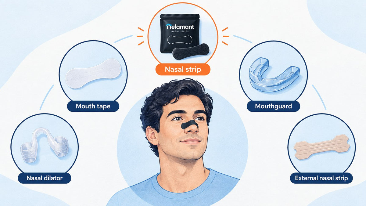 comparison of best anti-snoring devices including nasal strips, mouth tape, mouthguard and nasal dilator