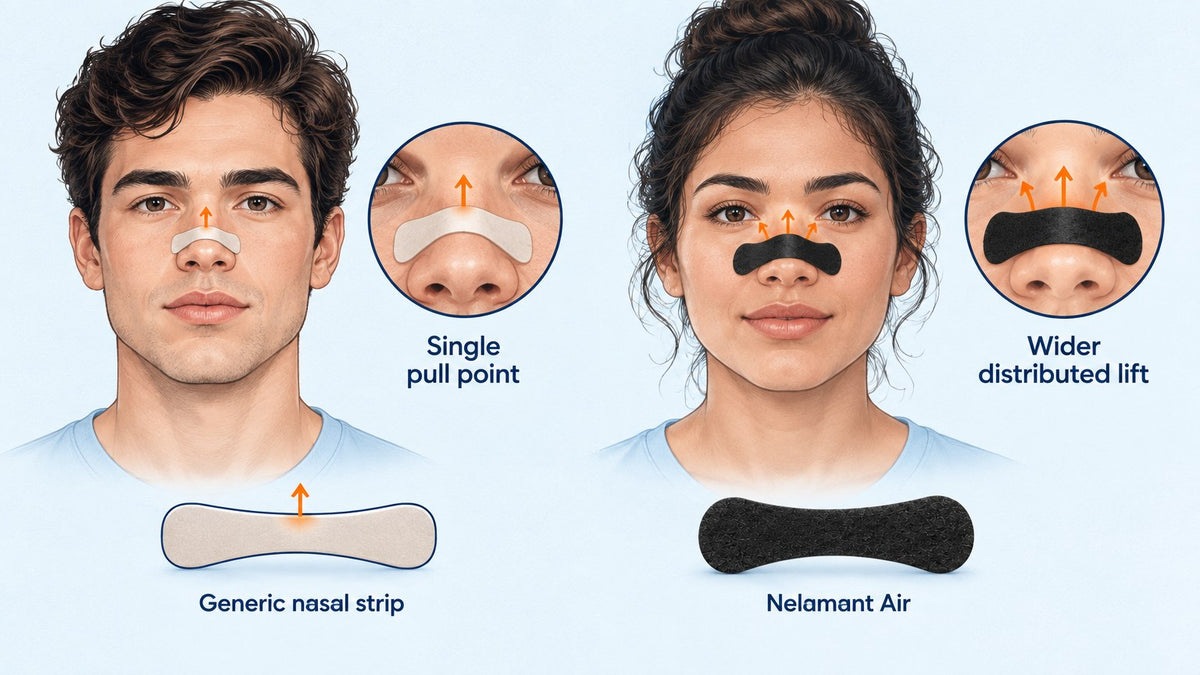 Nelamant Air wider nasal lift vs generic nasal strip single pull point