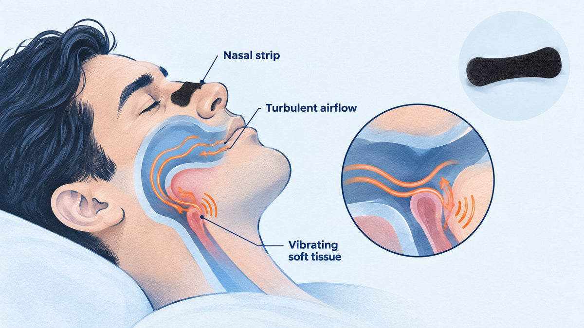 diagram showing how snoring vibrates soft tissue in the airway