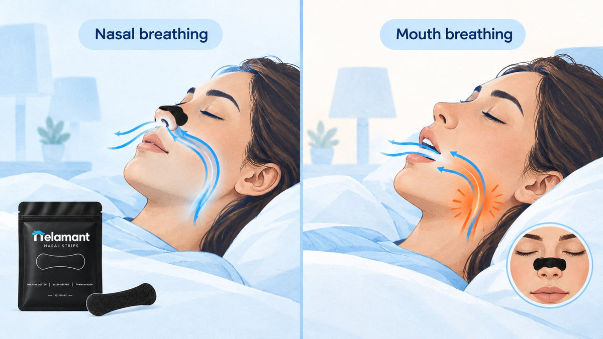 person waking up with sore throat caused by mouth breathing overnight
