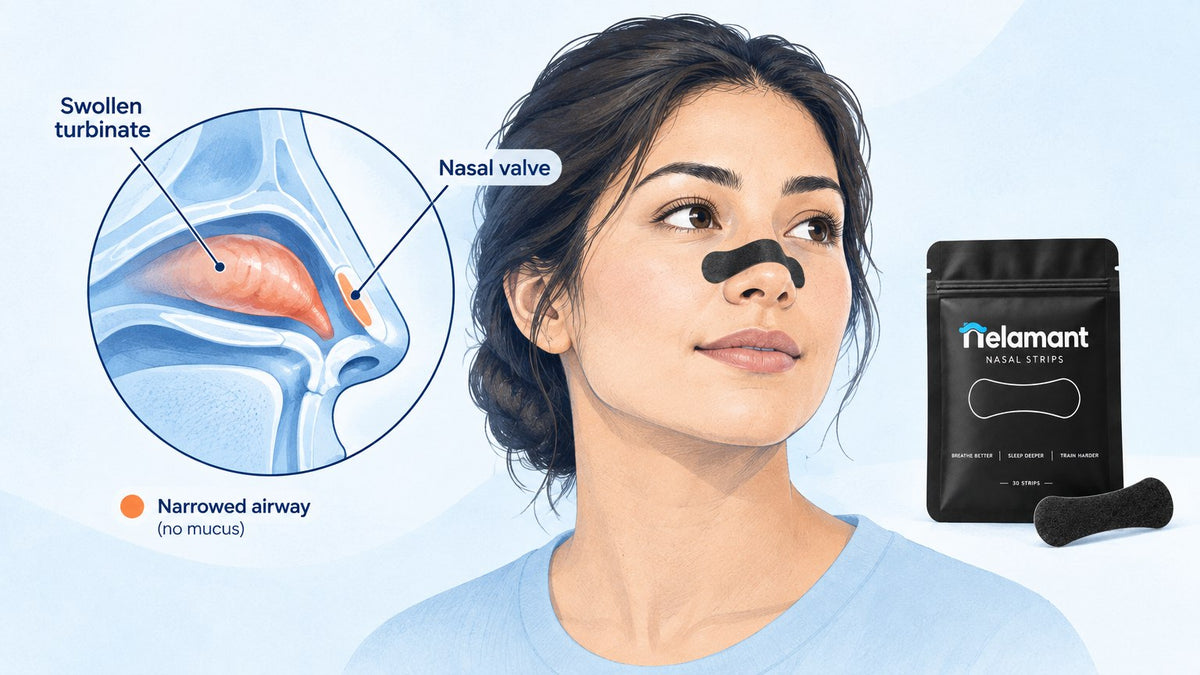 nasal passage blocked by swollen tissue with no mucus present