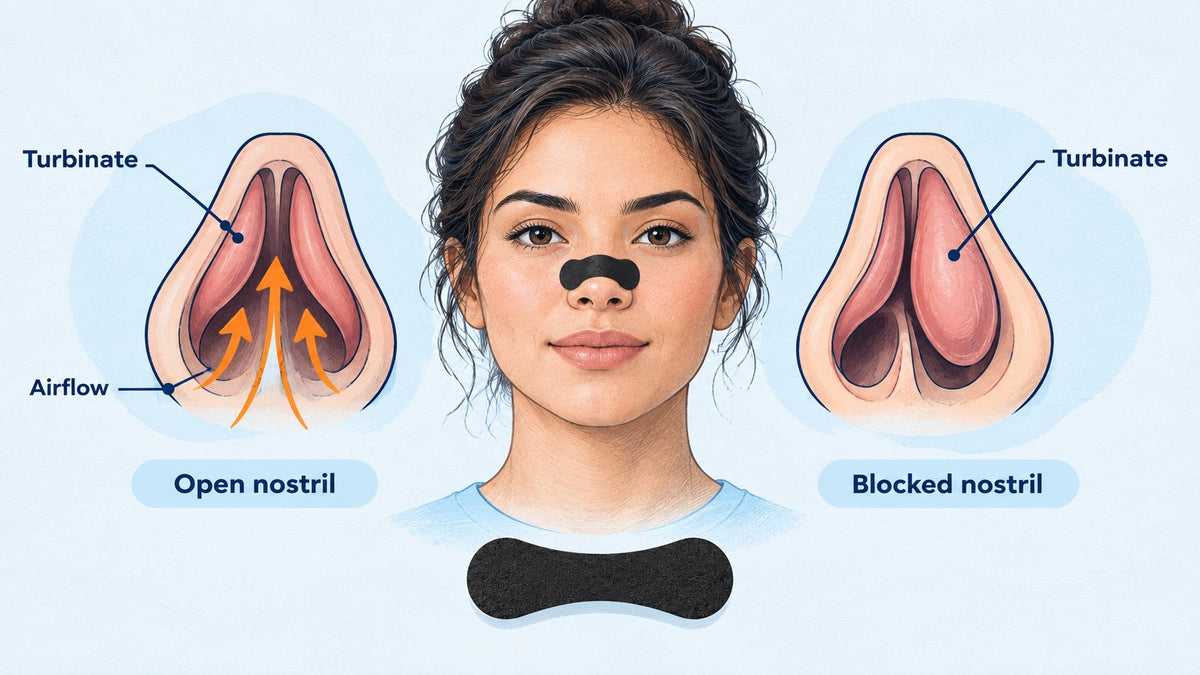 nasal cycle diagram showing one nostril blocked while the other is open
