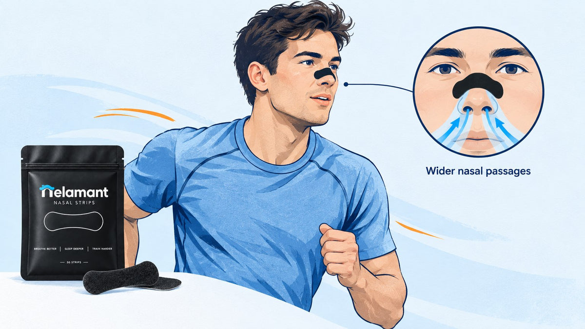 nasal breathing during exercise - runner wearing Nelamant Air nasal strip