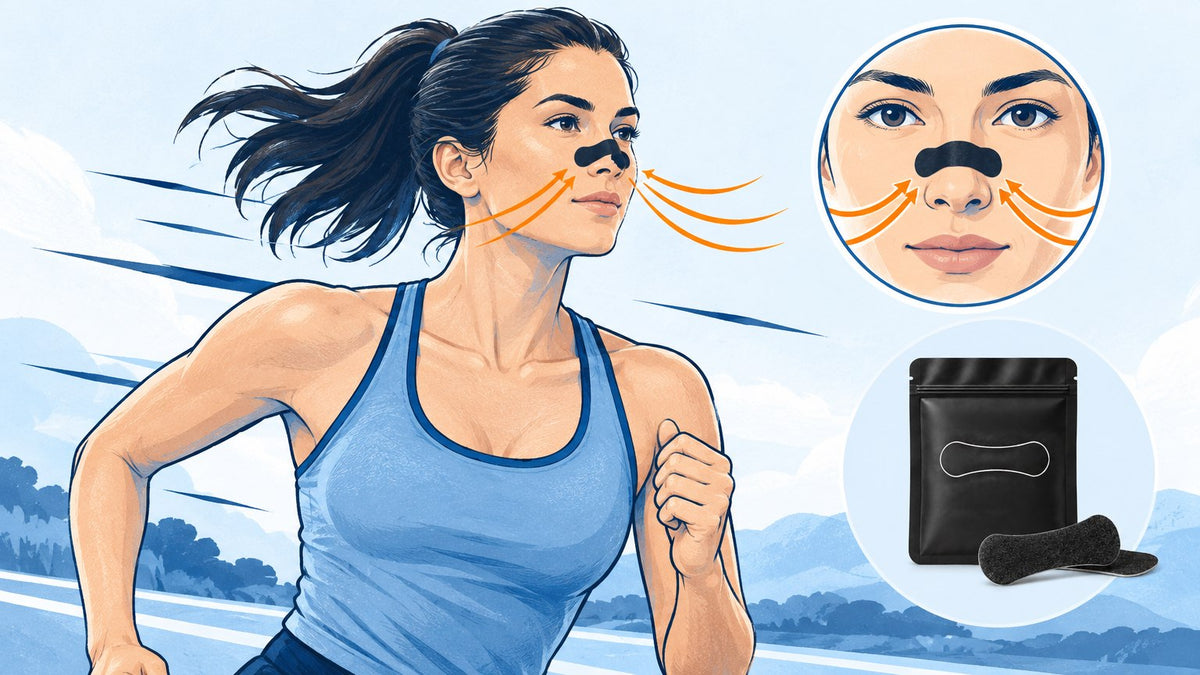 Nelamant Air nasal strip worn by runner to support nasal airflow during exercise