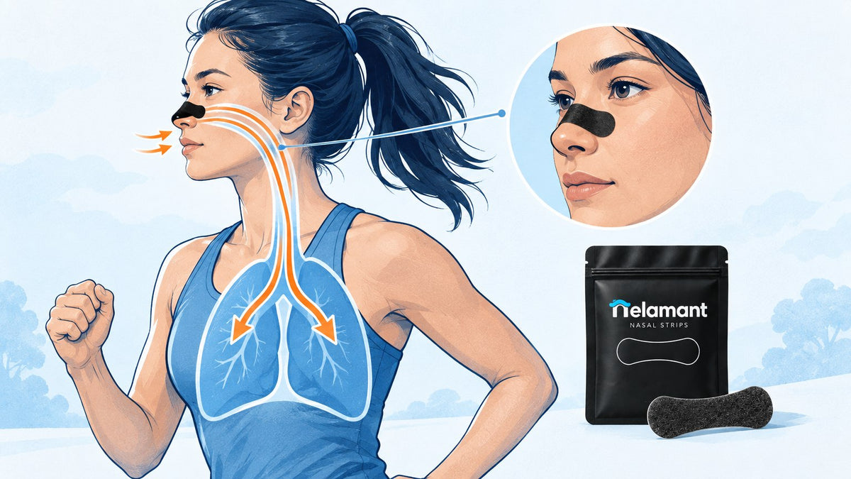 Diagram showing nasal breathing airflow path during running